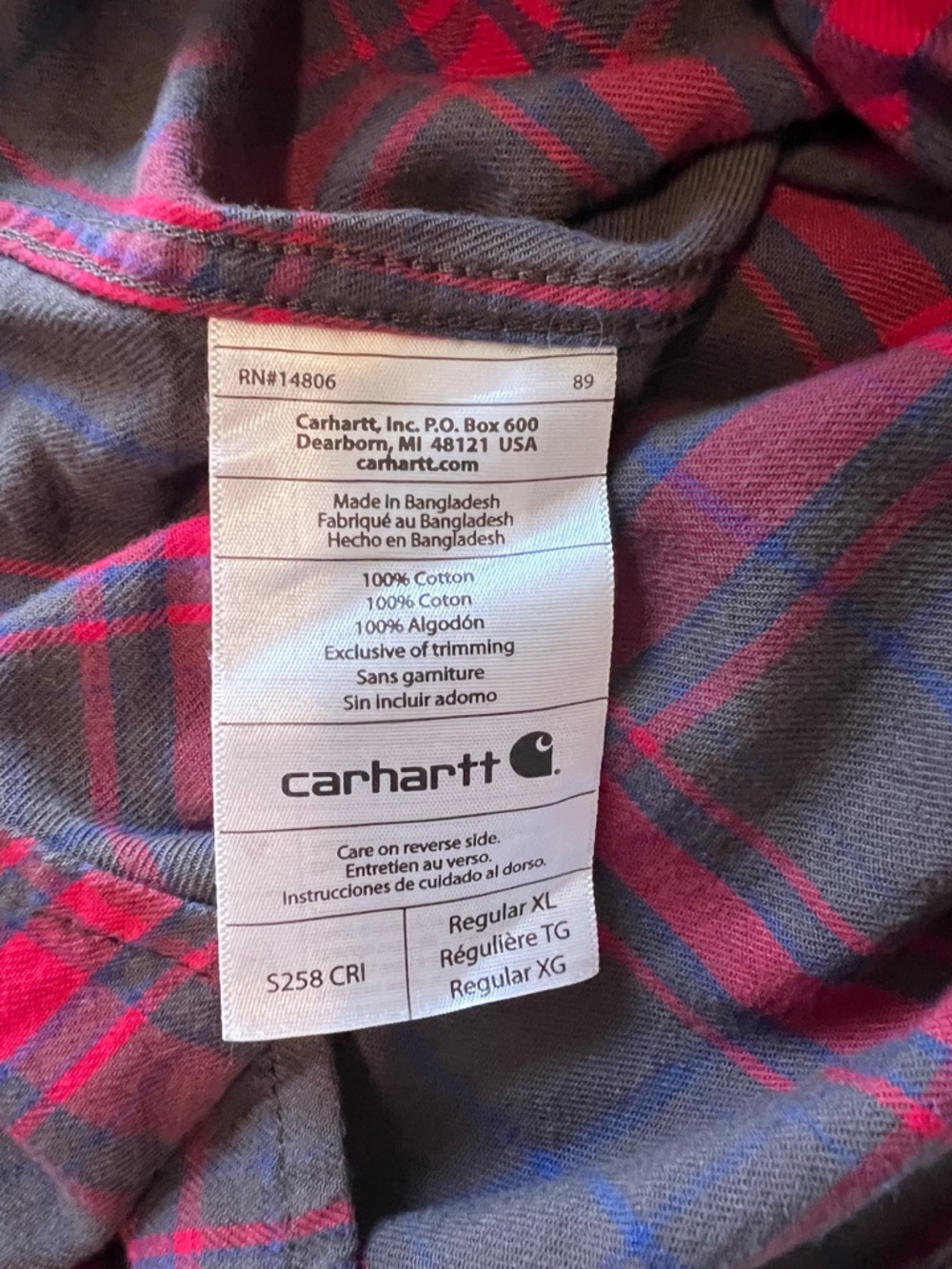 Carhartt Heritage Series Heart Logo Plaid Flannel Shirt Pearl Snap XL - Picture 10 of 10